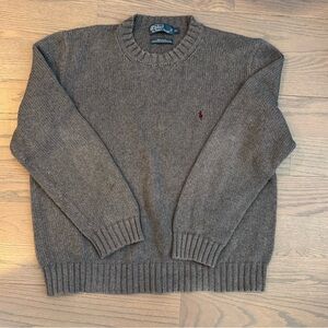 Ralph Lauren Gray Crewneck Sweater with Red Logo